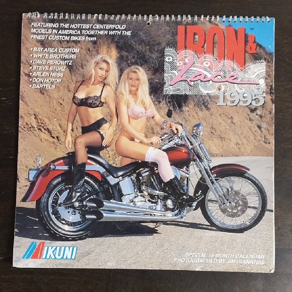 Iron & Lace 1995 Calendar with Motorcycle Cover
